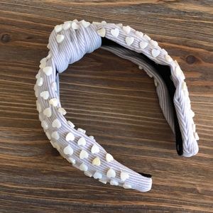 Lele Sadoughi Violet Pinstripe Pearl Heart Headband